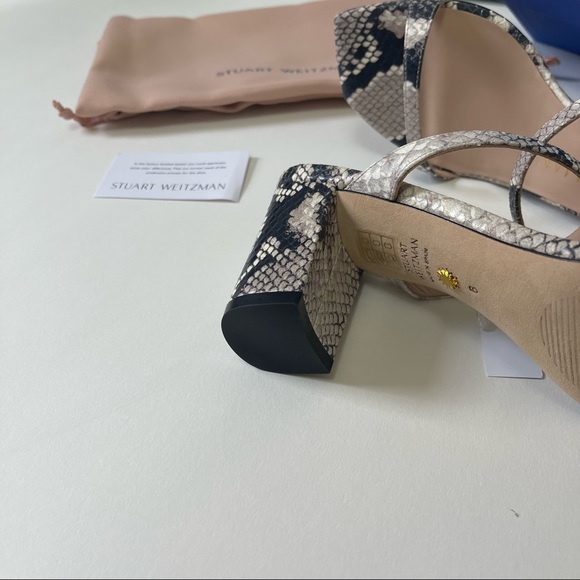 Stuart Weitzman Aleena Roccia Snake Pattern Block Heel Sandal New In Box - Picture 14 of 16